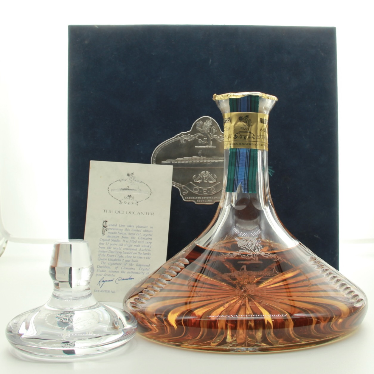 Auchentoshan 12 Year Old Queen Elizabeth 2 Crystal Decanter (1980s Bottling) 100cl 43% Lowlands Scotland Whisky 