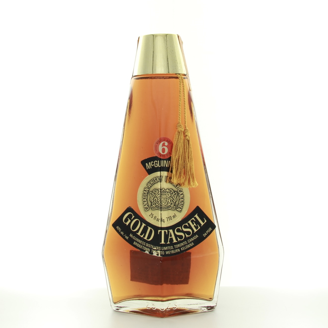 McGuinness Gold Tassel 6 Year Old 1970s 71cl 40% Canada Whisky 