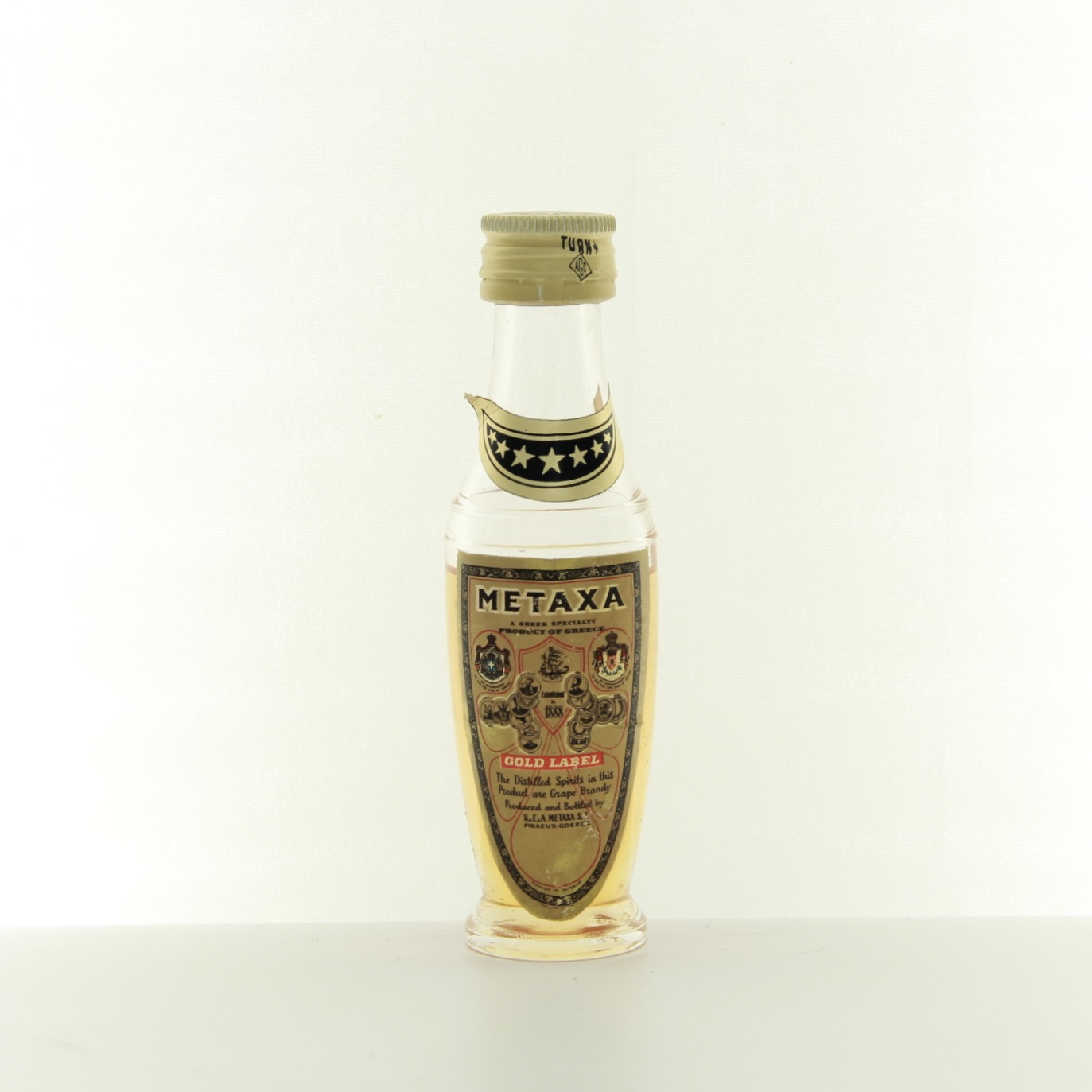 Metaxa Gold Label 1980s Miniature 3cl 92 Proof% Greece Liqueur