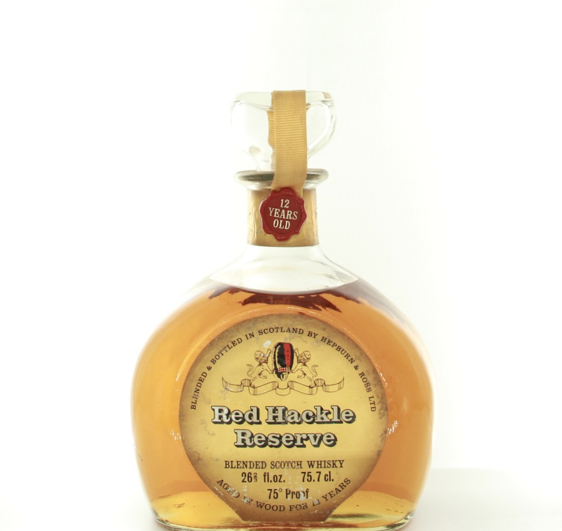 Red Hackle 12 year old Glass Decanter (1970s Bottling) 75.7cl 75 Proof% Blended Scotland Whisky